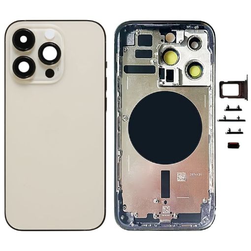 iPhone 14 Pro Battery Back Cover with Side Keys & Card Tray - Gold - 1