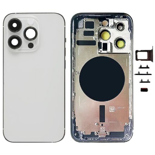 iPhone 14 Pro Battery Back Cover with Side Keys & Card Tray - US Version Silver - 1