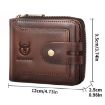 BULL CAPTAIN 232 RFID Anti-Theft Cowhide Men Zipper Wallet Yellow - 3