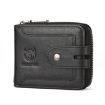 BULL CAPTAIN 232 RFID Anti-Theft Cowhide Men Zipper Wallet (Black) - 1