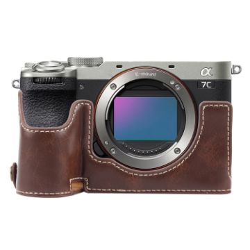 Sony ILCE-7CM2/Alpha 7C II Glossy PU Leather Camera Half Case Base - Coffee - 1