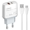 LDNIO Q229 Fast Charger with 1m Cable - EU Plug (White) - 1