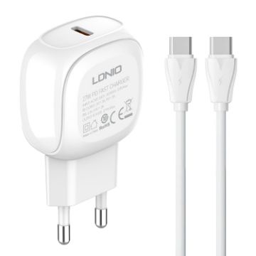 LDNIO A1206C PD27W USB-C Fast Charger with 1m Cable EU Plug - 1