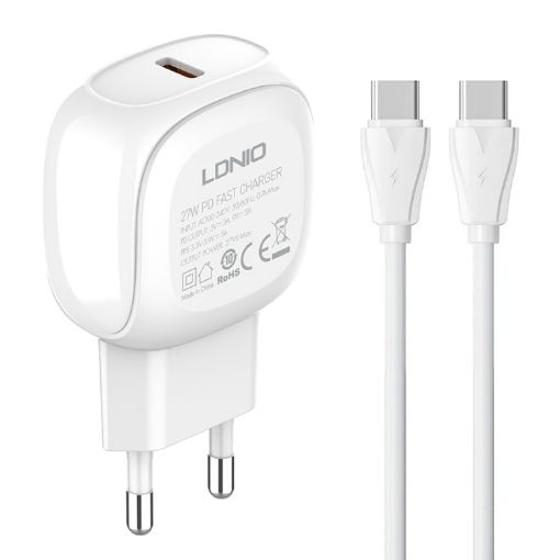 LDNIO A1206C PD27W USB-C Fast Charger with 1m Cable EU Plug - 1