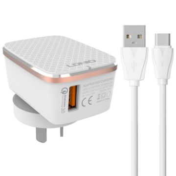 LDNIO A1204Q QC3.0 18W USB Fast Charger with 1m USB-C Cable - 1