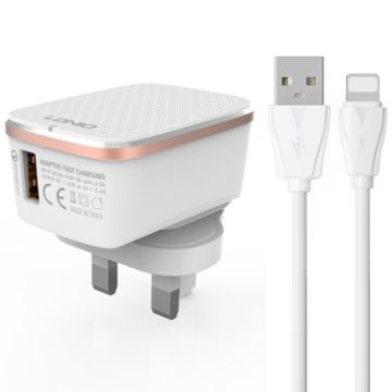 LDNIO A1204Q QC3.0 18W USB Fast Charger with 1m USB to 8 Pin Cable - 1
