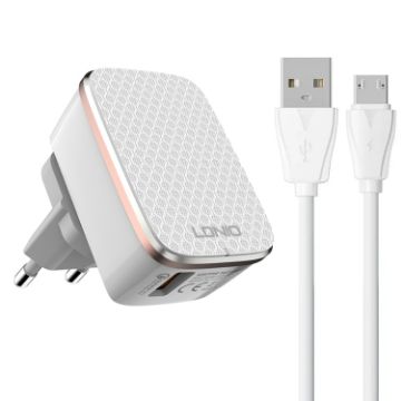 LDNIO A1204Q QC3.0 18W USB Fast Charger with 1m USB to Micro USB Cable - 1