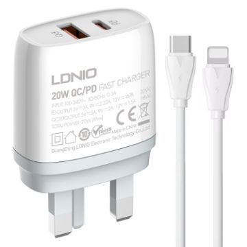 LDNIO Q229 Fast Charger with Type-C to 8 Pin Cable - 1