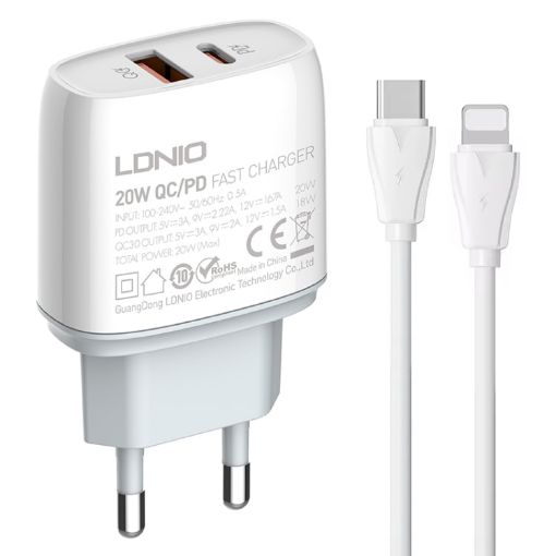 LDNIO Q229 Fast Charger with Type-C to 8 Pin Cable - 1