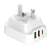 LDNIO Q334 32W Type-C + Dual USB Charger + 1m Data Cable - UK Plug - 3