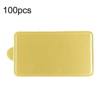 100pcs 100x52mm Rectangle Golden Paper Plates Dessert Board Base - 1
