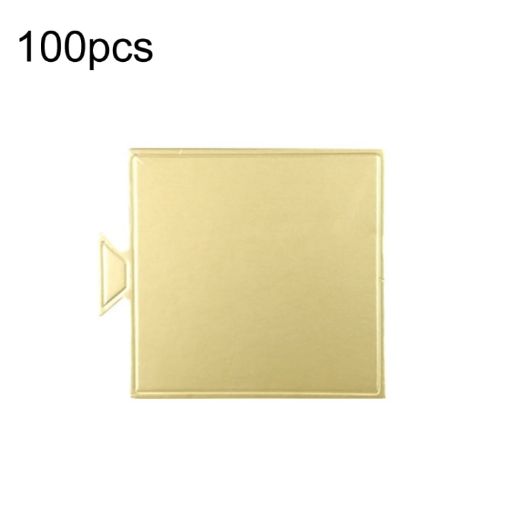 100pcs 70mm Square Golden Paper Plates Dessert Board Base Mousse Mat Cake Cardboard Tray - 1