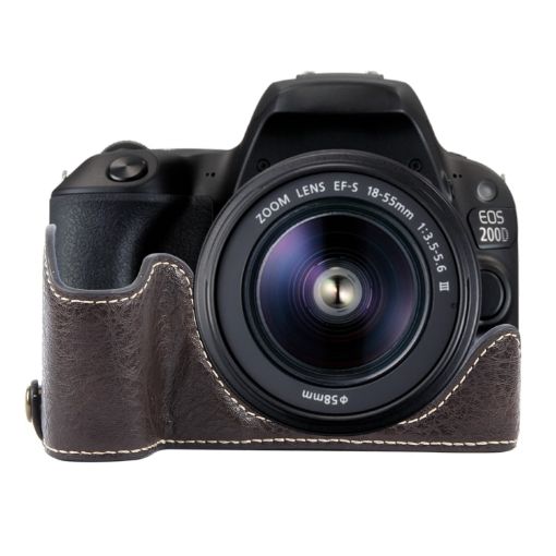 Canon EOS 200D II/200D Buffalo Texture PU Leather Camera Half Case Base - 1