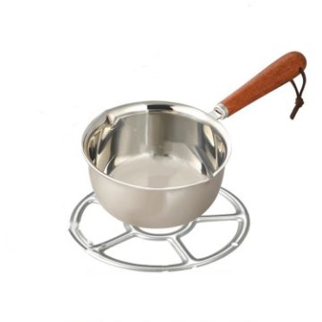 300ml 316 Stainless Steel Mini Hot Milk Oil Pot with Rack - 1