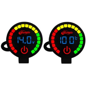 Morfayer Motorcycle Dual Display Alarm Power Meter - Voltmeter+Water Temperature Meter - 1