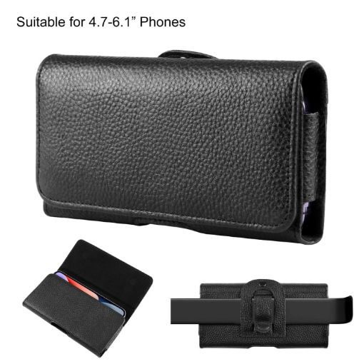 HAWEEL Genuine Leather Phone Belt Clip Pouch - Black - 1