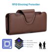 NUOKU Dual Phone Belt Clip Carrying Pouch Leather Case - Dark Brown - 6