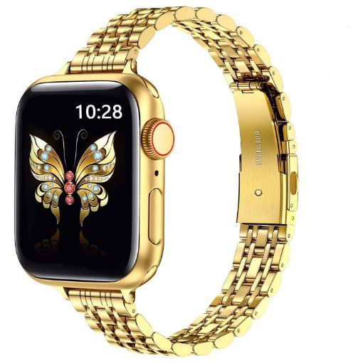 Apple Watch 38mm Slim Metal Band (Gold) - Seven Bead Slingshot Buckle - 1