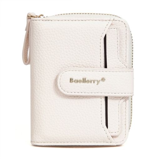 Baellerry N1915 Lychee Pattern Women Short Wallet - Milk Apricot - 1