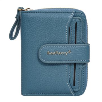 Baellerry N1915 Lychee Pattern Women Short Wallet - Dark Blue - 1