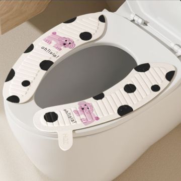 Adhesive Waterproof Toilet Mat - Dot Puppy (1 Pair) - 1