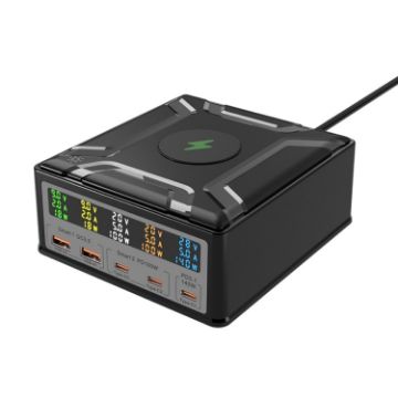 868D 6-In-1 High-Power Type-C+USB Charger with QI Wireless Charging - 1