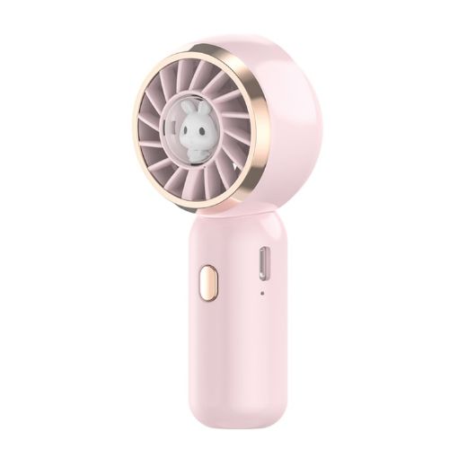 Mini Turbine Handheld Cute Rabbit Electric Fan - Pink - 1