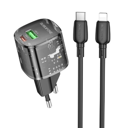 BOROFONE BN17 PD20W USB Type-C Charger with 1m Type-C to 8 Pin Cable Set - 1