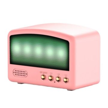 Pink Mini Card USB Flash Drive FM Radio Retro Wireless Bluetooth Speaker - 1