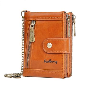 Baellerry D3261 Retro Short Wallet Coin Purse - Light Brown - 1
