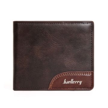 Baellerry D2405 Men Short Zipper Wallet Card Holder - Dark Brown - 1
