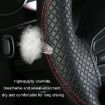 38cm Cowhide Double-Line Steering Wheel Cover - Black Red Line - 4