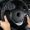 38cm Cowhide Double-Line Steering Wheel Cover - Black Red Line - 7