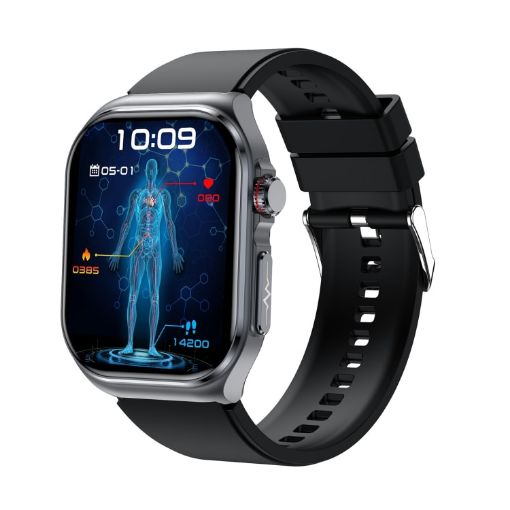 ET585 2.04" Silicone Strap Smart Watch - Black - 1