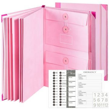 Accordion Document Bag File Folio Pink - 1