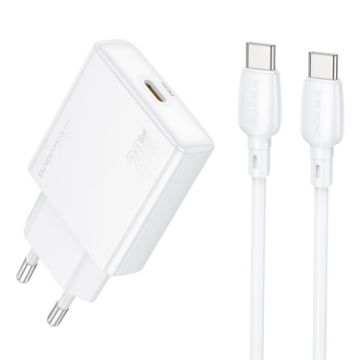 BOROFONE BN23 PD 20W Type-C Charger with 1m Type-C to Type-C Cable - 1