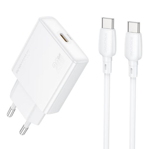 BOROFONE BN23 PD 20W Type-C Charger with 1m Type-C to Type-C Cable - 1