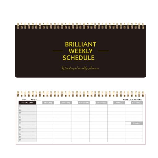 Undated Metal Coil Weekly Planner - 60 Sheets - Black - 1