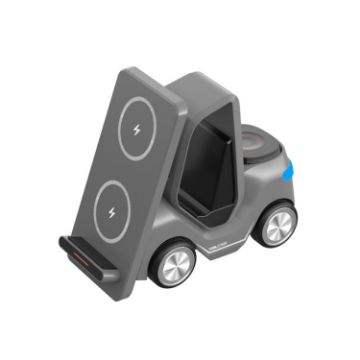 T20S 3-In-1 15W Small Forklift-Shaped Wireless Charger (Gray) - 1