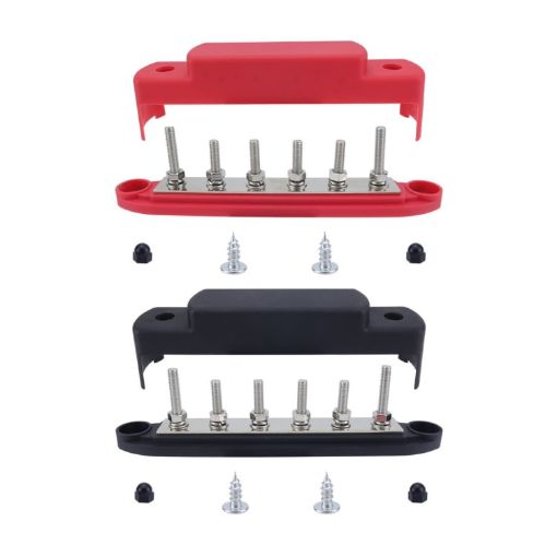 M6 RV Yacht High Current 6-column 250A Base Busbar Red Black - 1