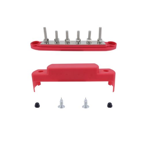 M6 RV Yacht High Current 6-column 250A Base Busbar - Red - 1