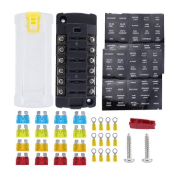 6-Way Plug-In Insulated Cover Fuse Box for Cars Yachts - 1