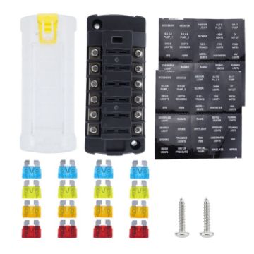 6-Way Plug-In Insulated Cover Fuse Box for Cars Yachts - 1