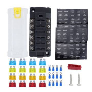 6-Way Plug-In Insulated Cover Fuse Box for Cars Yachts - 1