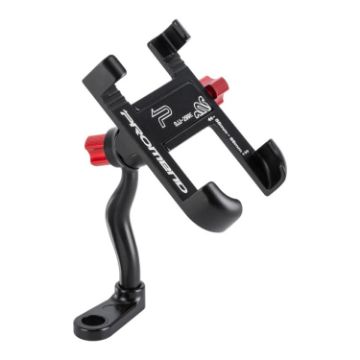 PROMEND Aluminum Cell Phone Holder for Motorcycle, Adjustable Angle, Rearview Mirror Black - 1