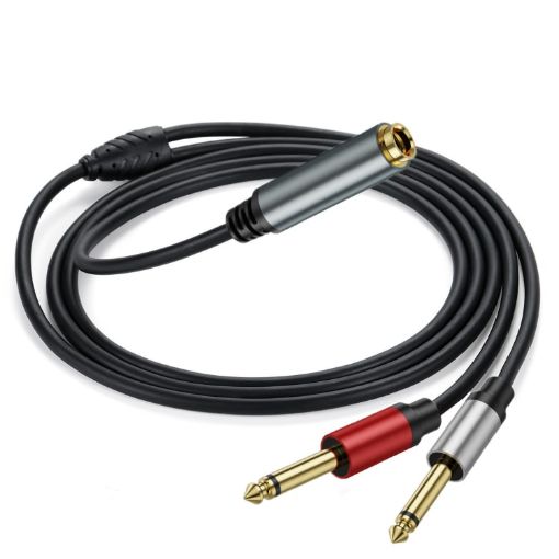 3m TRS Stereo Female to 2 x TS Male Mono Audio Adapter Cable - 1