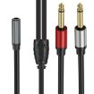 Gold Plated 3.5mm TRS Female to 2 x 6.35mm TS Male Y Splitter Adapter Cable - 2