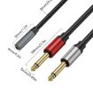 Gold Plated 3.5mm TRS Female to 2 x 6.35mm TS Male Y Splitter Adapter Cable - 3