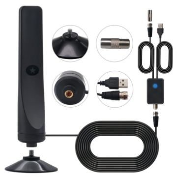 4K 1080P Indoor TV Antenna 50 Miles Range with Amplifier Signal Booster - 1