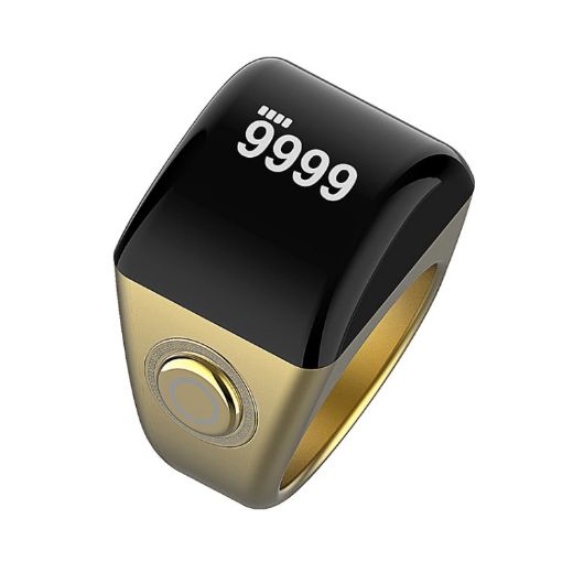 Equantu Smart Bluetooth Finger Counter Muslim Prayer Time Reminder Ring Gold 22mm - 1